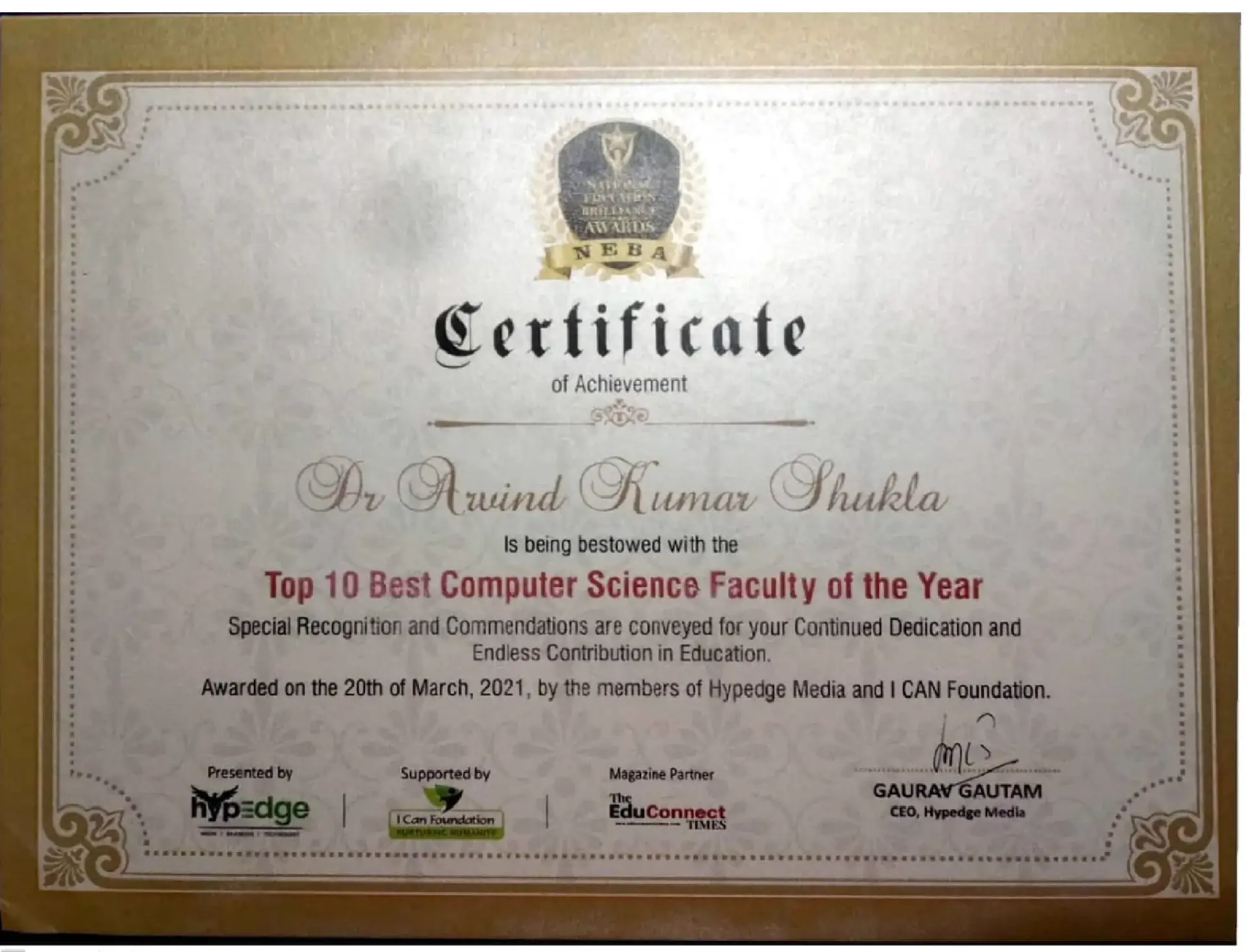 Certificate of Achievement